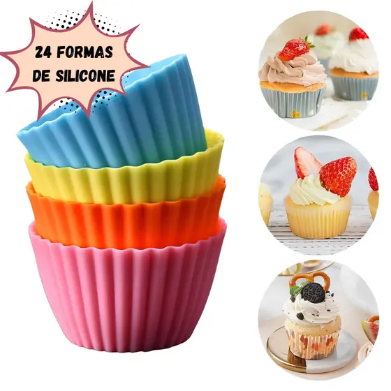 Kit 24 Forminhas Assadeira para Bolo de Silicone