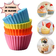Kit 24 Forminhas Assadeira para Bolo de Silicone