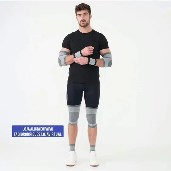 Kit 8 em 1 - Conjunto de Proteção 2x Cotoveleira, 2x Munhequeira, 2x Joelheira e 2x Tornozeleira