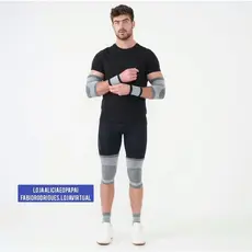 Kit 8 em 1 - Conjunto de Proteção 2x Cotoveleira, 2x Munhequeira, 2x Joelheira e 2x Tornozeleira