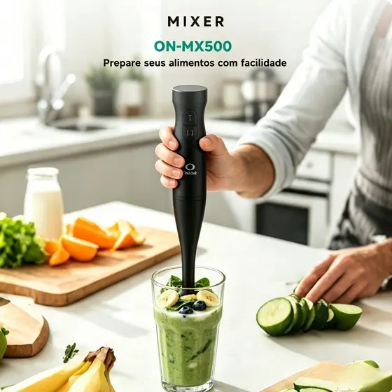 Mixer de Mão Elétrico Portátil 200W Inox 304 2 Velocidades Ergonômico para Cozinha