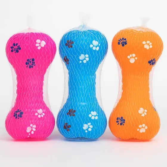 Brinquedo Pet Vinil Osso Patinha com Som ao Apertar para Cães Pequenos e Médios
