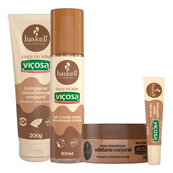 Kit Body Splah, Hidratante, Esfoliante e Hidrante labial Doce de Leite Haskell