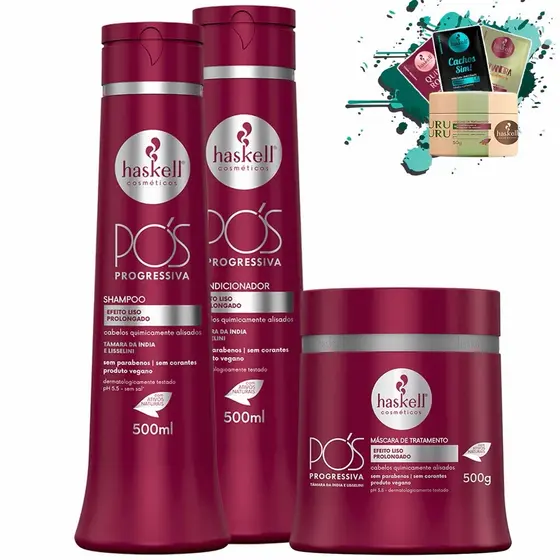 Shampoo Condicionador e Máscara 500ml/gr Pós Progressiva Haskell