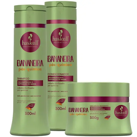 Shampoo Condicionador e Máscara 300ml/gr Pós Química Bananeira Haskell