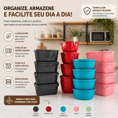Kit 12 Potes Plásticos Formatos Variados 1 litro