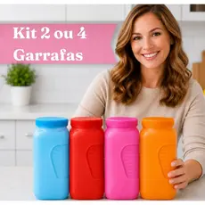Kit 2 ou 4 Garrafas Geladeira 2L Coloridas Plástico Cozinha Água Domestico Coloridas