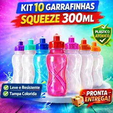 Kit 10 Garrafinhas Squeeze 300ml Brindes Lembrancinhas