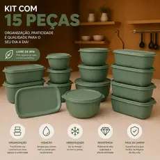 Kit 15 ou 8 Potes hermético e Modernos Ultra Resistentes Vasilhas