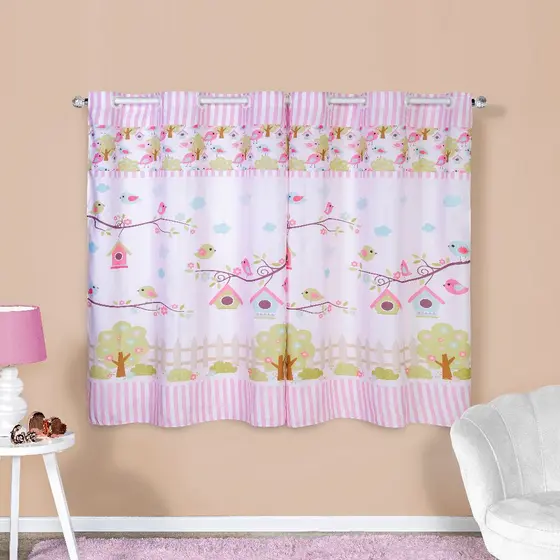 Cortina Infantil 2,00x1,50 Estampa Bebê Quarto Jardim Encantado