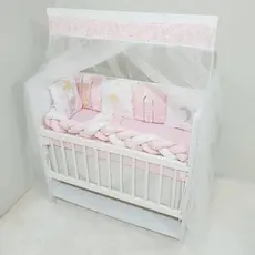 Kit Mini Berço com 12 peças + Saia de Berço Bebê Menina Amigas Balanço