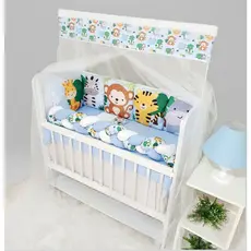 Kit Mini Berço com 12 peças + Saia de Berço Bebê Menino Safari