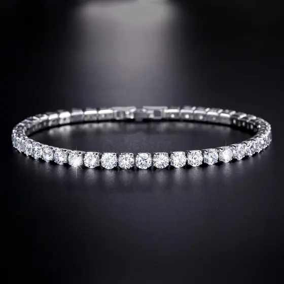 Novo Pulseira Diamante Zircônio 4.0mm Tênis Unisexo Fashion Simple Bracelet