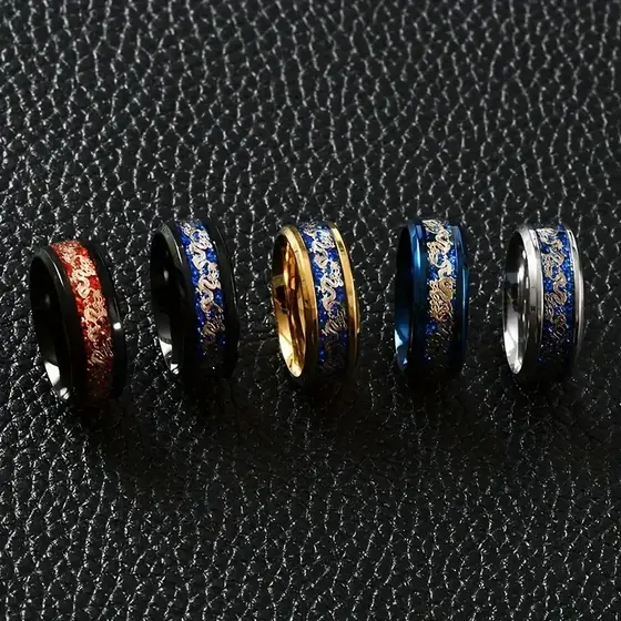 Novo Anel Vintage Chinês Loong Ring Estilo Étnico De Aço Titânio