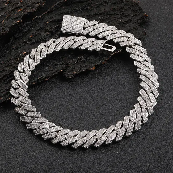 Novo Corrente Cravejada 20Mm Diamante Iced Colar Masculino Hip-Hop Iced Cubana Corrente Masculina Pulseira Colar Feminin