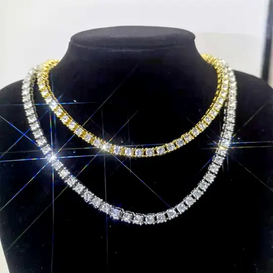 Novo Corrente Cravejada Iced Colar Europeu E Americano De Tênis De hip-hop Corrente De Diamantes De Gelo De Cubana