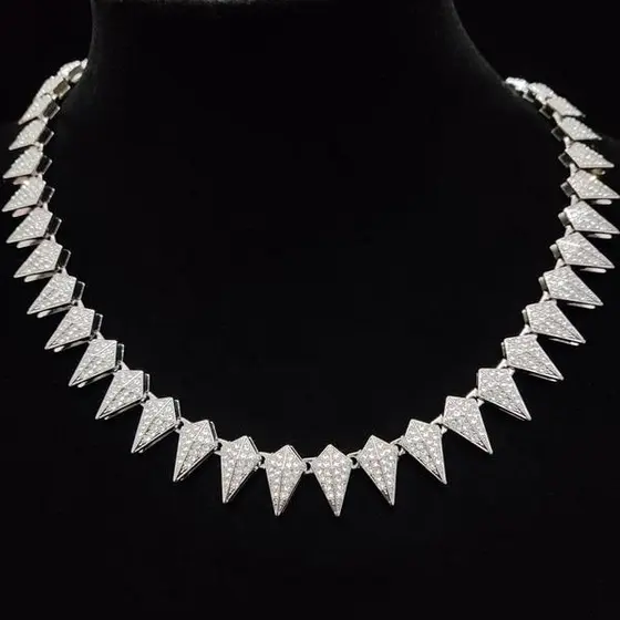 Novo Corrente Cravejada Ice Hip Hop Full Diamond 15mm Spike Cuban Chain Personalizado Moda Presente Jóias