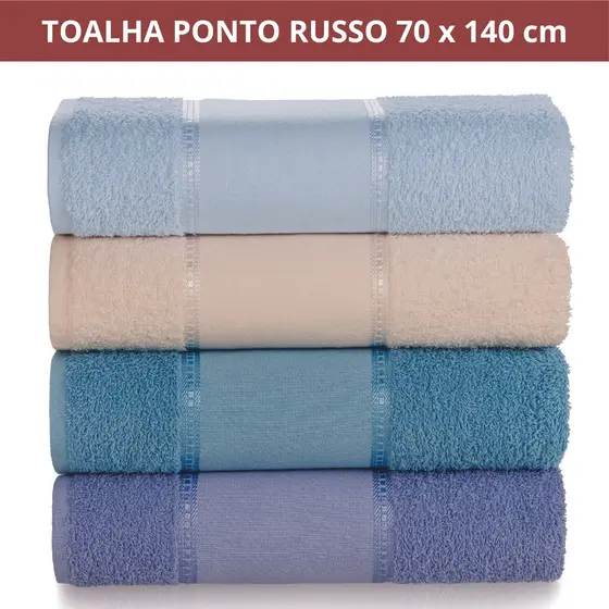 Toalha de Banho Você Pode Bordar 70 x 140cm Ponto Russo