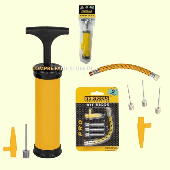 Kit 2 Bomba De Ar Para Encher Bola Boia Com Acessórios Bico Mangueira Qualidade Premium