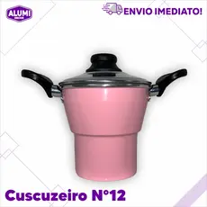 Cuscuzeiro Individual Nordestino Alumínio - Cozimento a vapor - com alça N°12 ROSA