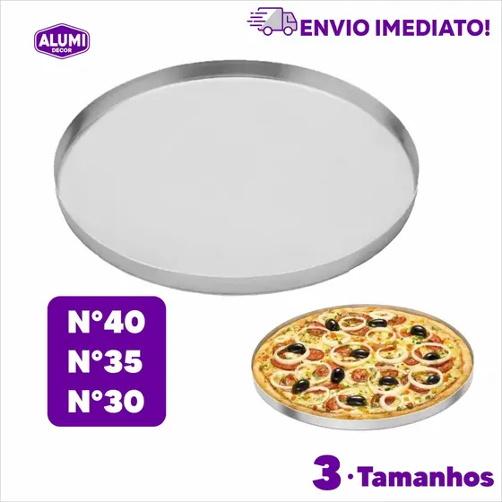 Forma de Pizza em Alumínio Nº 30 35 40 | Redonda Reforçada Para Forno