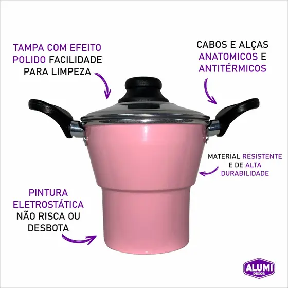 Cuscuzeiro Individual Nordestino Alumínio - Cozimento a vapor - com alça N°18 Cores