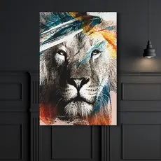Quadro Decorativo - Leão 40x60cm - Placa decorativa - Leão colorido