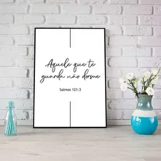 Quadro Decorativo - Aquele que te guarda não dorme - Para Sala, Escritório, Empresa - Placa Decorativa - Frase Bíblica