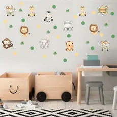 Adesivo de Parede Infantil Safári - Animais Safári - Adesivo decorativo para quarto de Bebê