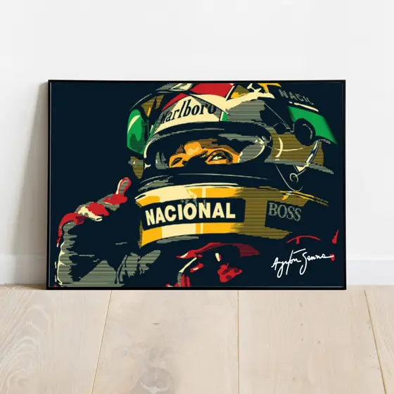 Placa Decorativa - Ayrton Senna - Quadros Decorativos - 60cm x 40cm - Decoração para Escritório - Sala - Quarto