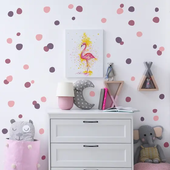 Adesivo de Parede Bolinhas Irregulares Tons Rosa e Magenta, Adesivo de Parede para Casa Nova