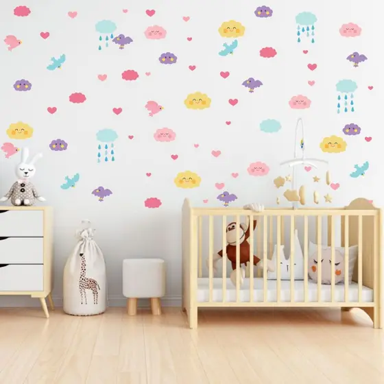 Adesivo de Parede para Quarto de bebê - Adesivo de Parede Nuvem - Adesivo de Parede para Quarto de Criança