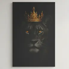 Quadro Decorativo Luxo Leoa com Coroa – Arte Moderna para Sala, Quarto e Escritório