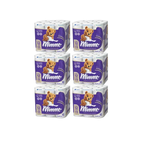Papel Higiênico Folha Dupla 30m Leve 12 Pague 11 6x12 Mimmo