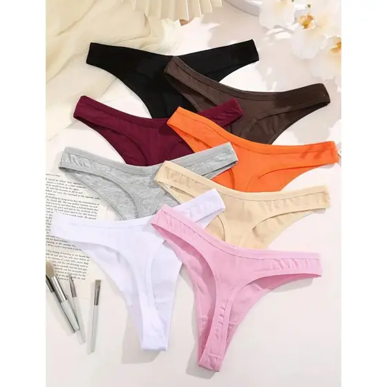 Kit Calcinhas 100% Algodão Fio Dental Cotton Não Marca Roupa Moda Íntima Feminina