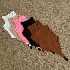 Body Gola Decote V Feminino Collant Alças Grossas Dia A Dia Bory Básico Bori Verão Suplex Elegante Bodi Casual Forrado