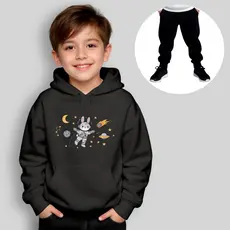 Conjunto Moletom Infantil Coelho Astronauta Espaço Fofo Unissex Menina Menino Inverno