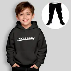 Conjunto Moletom Infantil Canguru + Calça Estampado Texas Farm Inverno Menino Menina