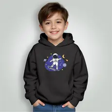Moletom Infantil Bolso Canguru Com Capuz Astronauta Estrelas Skate Envio Imediato
