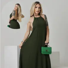 Vestido Longo Feminino Premium Frente Única Costa Nua Bojo Forrado Babado Elegante Luxo