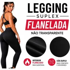 Calça Legging Feminina Suplex Flanelada Cintura Alta Cós Duplo Térmica Inverno Academia Quentinha