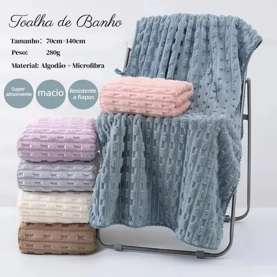 Toalha de Banho Microfibra Grossa 70x140cm Ultra Absorvente | Não Solta Fiapos | Seca Rápido
