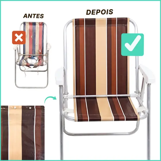 Refil para Cadeira de Praia Tecido Original Sol Lar e Lazer | Capa Tamanho Padrão com Várias Cores