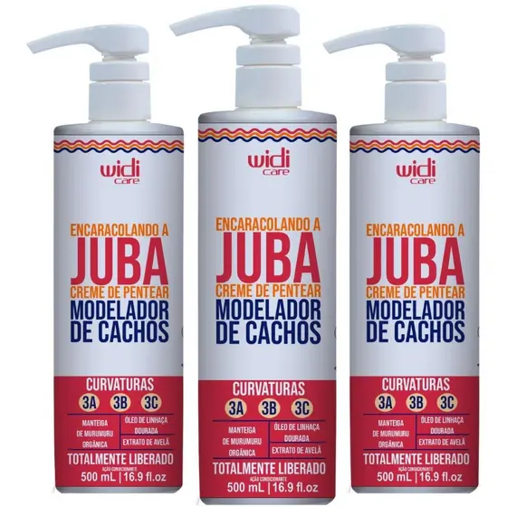 Kit 3 Encaracolando A Juba Creme De Pentear Modelador De Cachos 500ml Widi Care