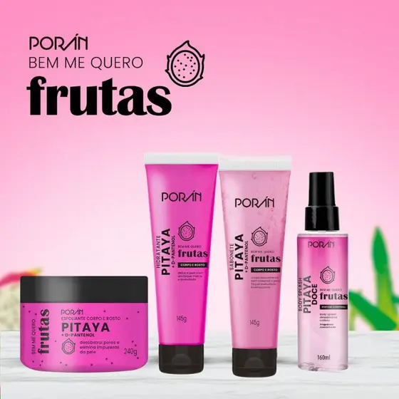 Kit Cuidado Com A Pele Escolha O Seu Porán Pitaya - Hidratante, Sabonete Líquido, Esfoliante e Body Splash