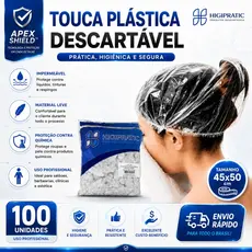 Touca Plástica Descartável 100UN - Salão cabelereiro, Progressiva, Banho, Estética