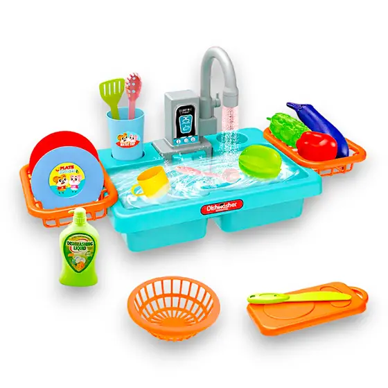 Kit de Cozinha Pia Lava Louça Brinquedo Torneira Sai Agua Infantil
