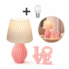 Luminária/Abajur Bivolt Decorativo para mesa e criado mudo + Palavra Love
