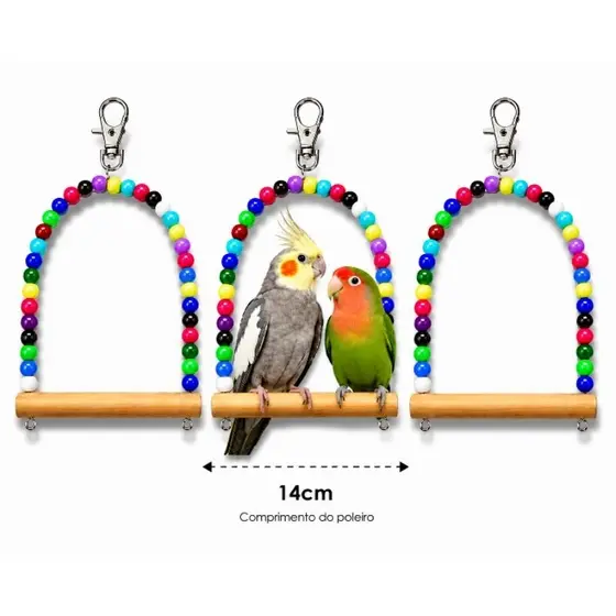 Balanço Poleiros Brinquedo de Miçangas Coloridas|1,2 e 3 Unidades  para Calopsita, Agaporni e Outras Aves