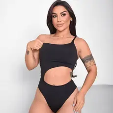 Body Maiô Collant Feminino Um Ombro Mula Manca Recorte Modelador  Mulheres